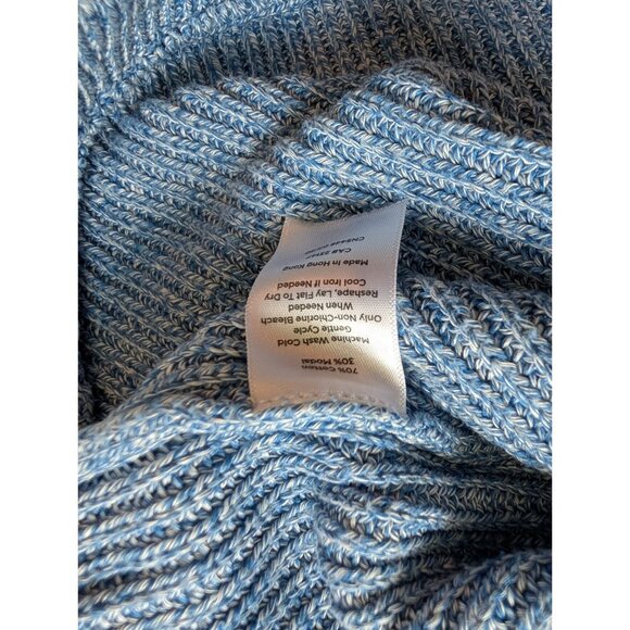 Talbots Womens Blue Ribbed Knit Sweater With Foldover Collar Size L - Picture 6 of 8
